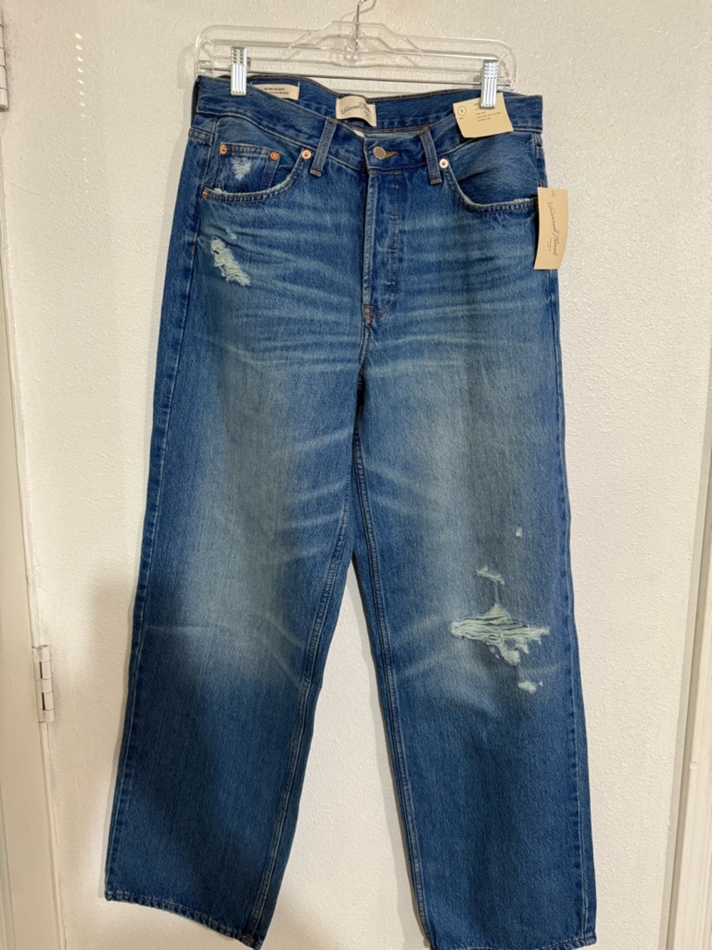 Universal threat, NWT mead rice 90s baggie factory Distressed Blue Denim Jeans